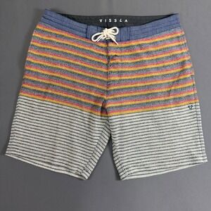 Vissla‎ Striped Board Shorts Men's Large Multicolor Cotton Beach Surf Swim